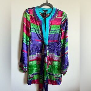 Custo Barcelona SILK Belted Waist Multicolored Dress